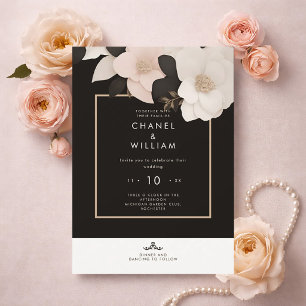 Convite Casamento floral negro inspirado no Chanel