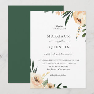 Convite Casamento Floral Neutral Elegante