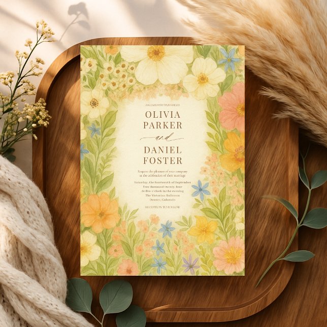 Convite Casamento Floral no Jardim Botânico de Flores Silv (Criador carregado)