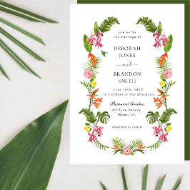 Convite Casamento Floral no Jardim Tropical & Folhagens