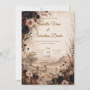 Convite Casamento Floral Ocidental Temperamental