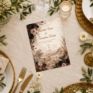 Convite Casamento Floral Ocidental Temperamental