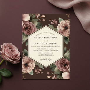 Convite Casamento Floral Opulento de Tonalidade Ameixa Pro