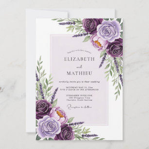 Convite Casamento Floral Ornamentado Lilás