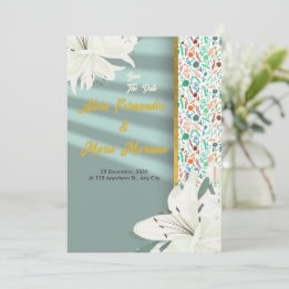 Convite Casamento Floral Ouro Elegante