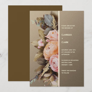 Convite Casamento Floral Ousado Moderno Mal-humorado