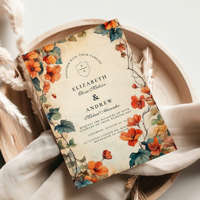 Convite Casamento Floral Outonal Trailing (Criador carregado)