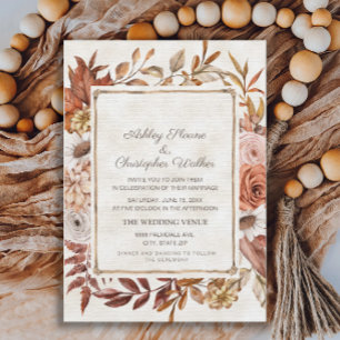 Convite Casamento Floral Outono Boho Rústico