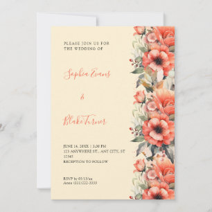 Convite Casamento Floral Outono Laranja Boêmio Amarelo