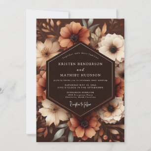 Convite Casamento Floral Outono Sépia