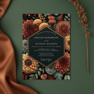 Convite Casamento Floral Outono Sienna Profunda