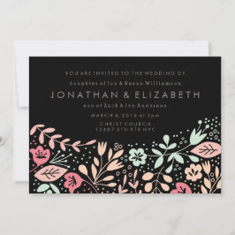 Convite Casamento Floral Pastel Desenhado à Mão Moderno Pr