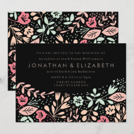 Convite Casamento Floral Pastel Desenhado à Mão Moderno Pr