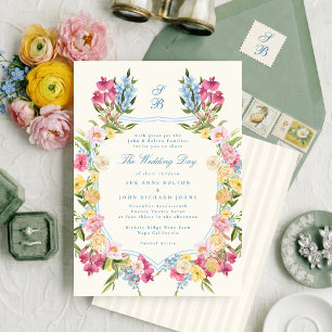 Convite Casamento Floral Pastel Elegante