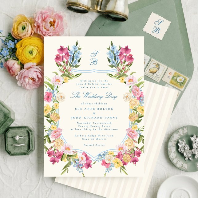 Convite Casamento Floral Pastel Elegante (Criador carregado)