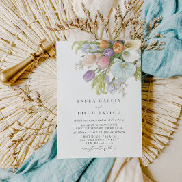 Convite Casamento Floral Pastel Elegante Aquarela