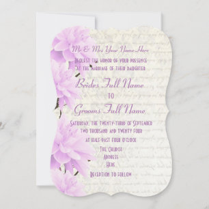 Convite Casamento floral pastel lilac, feminino Bonito
