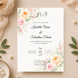 Convite Casamento Floral Pastel Romântico