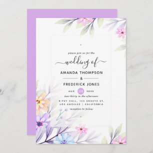 Convite Casamento Floral Pastel Watercolor