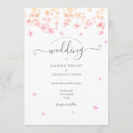 Convite Casamento Floral Peach Blossom