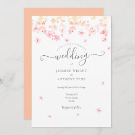 Convite Casamento Floral Peach Blossom