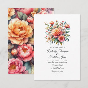 Convite Casamento Floral Peach Fuzz