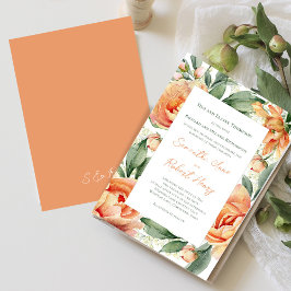Convite Casamento Floral Peach Watercolor