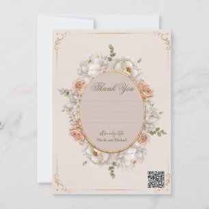Convite Casamento Floral Peônia Branca e Rosa Corada