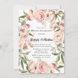 Convite Casamento Floral Pink Peony Watercolor