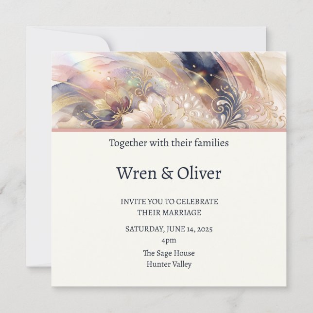 Convite Casamento Floral Pintado (Frente)