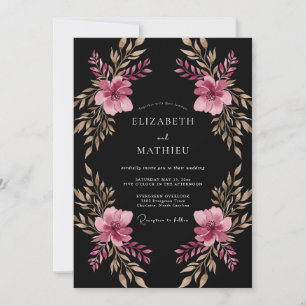 Convite Casamento Floral Pintado Magenta