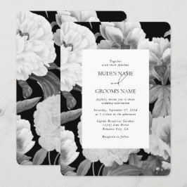 Convite Casamento Floral por Aquarela de Peões Pretos e Br