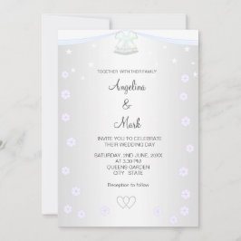 Convite Casamento Floral Prata e Branco