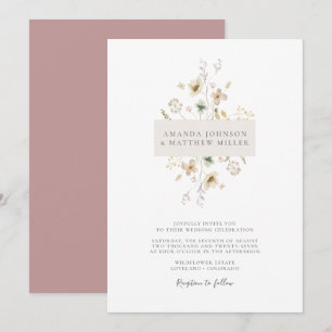 Convite Casamento Floral Prensado Simples Minimalista Eleg