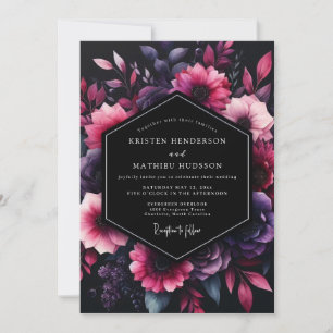 Convite Casamento Floral Preto Âmbar