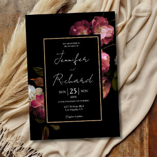 Convite Casamento Floral Preto dos Antigos Mestres Holande