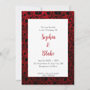Convite Casamento Floral Preto e Vermelho Dark Gothic