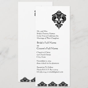 Convite Casamento Floral Preto Elegante Damasko