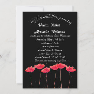Convite Casamento Floral Preto Elegante Preto