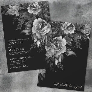 Convite Casamento Floral Preto Gótico