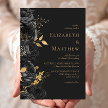 Casamento Floral Preto Romântico Dourado