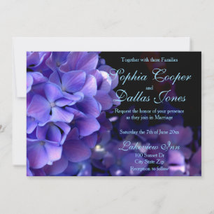 Convite Casamento floral preto-roxo elegante