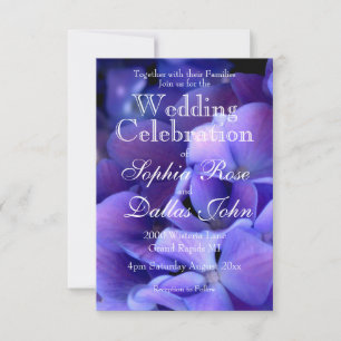Convite Casamento floral preto-roxo elegante