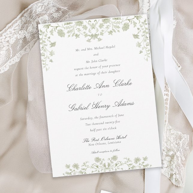 Convite Casamento Floral Primavera Chinoiserie (Criador carregado)