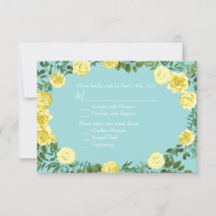 Convite Casamento Floral Primavera de Amarelo e Aqua