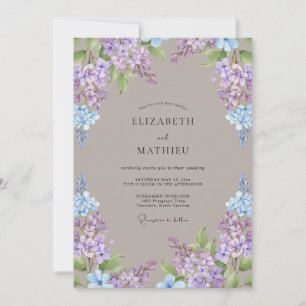 Convite Casamento Floral Primavera Lavanda Azul