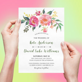 Convite Casamento Floral primavera Summer Watercolor