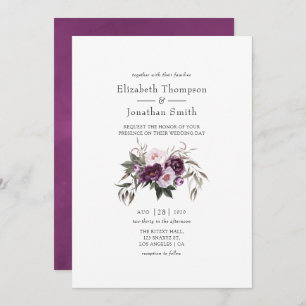 Convite Casamento Floral Profundo Velvet