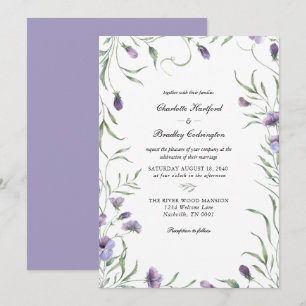 Convite Casamento Floral Purple Whimsy