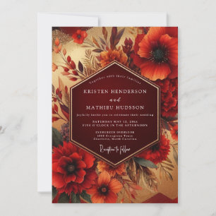 Convite Casamento Floral Radiância de Outono Borgonha